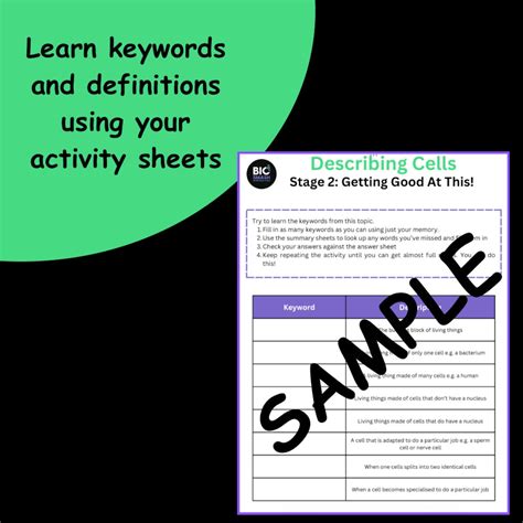 Science Biology Revision: Cells (GCSE Level). Keyword Revision Pack ...