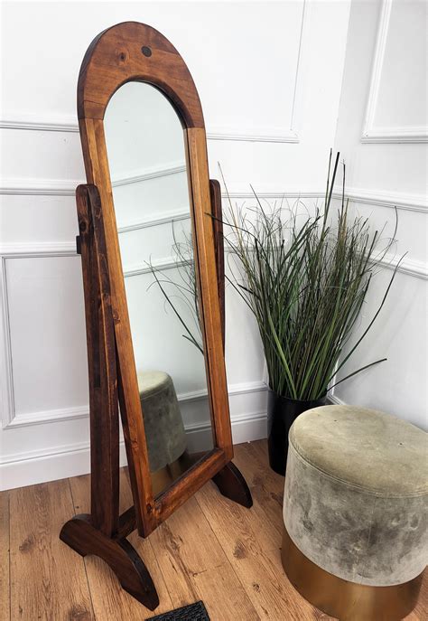 1950s Art Deco Mid-Century Wood Floor Cheval Full Length Mirror For ...