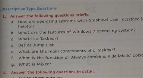 Descriptive Type Questions1. Answer the following questions briefly.a.
