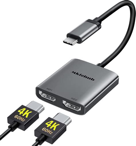 Amazon | USB C to HDMI 変換アダプタ2-IN-1デュアル hdmi 拡張 hdmi 2つ 4K@60Hzマルチ ...