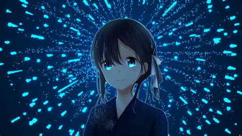 Download wallpaper 3840x2160 girl, kimono, fireworks, sparks, anime ...