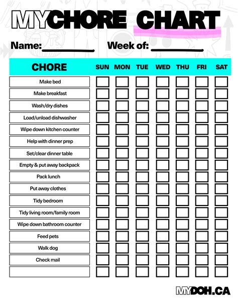 Free Printable Family Chore Chart Template