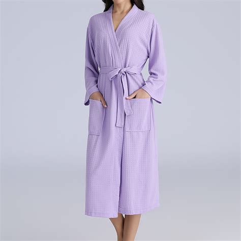 Elvqul Womens Robes Plus Size Clearance Women's Robe Pockets Purple ...
