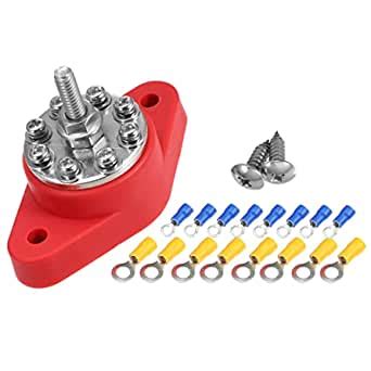 X AUTOHAUX 1 Set 1/4" Power Distribution Block 8 Point Bus Bar 16 ...