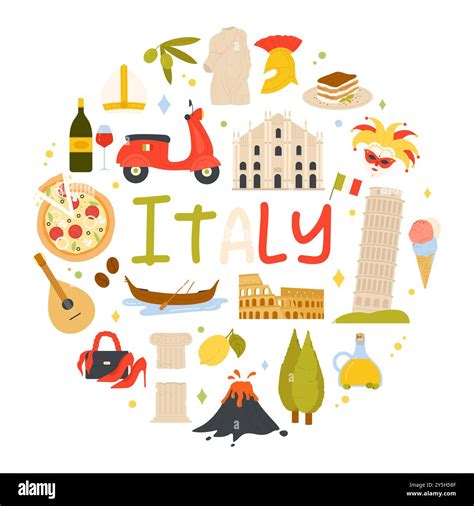 Clip Art Of Italian Symbols Traditional Symbols Of Italy In The Form