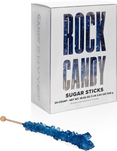 Amazon.com : Candy Envy - Light Blue Rock Candy Sugar Sticks - Cotton ...