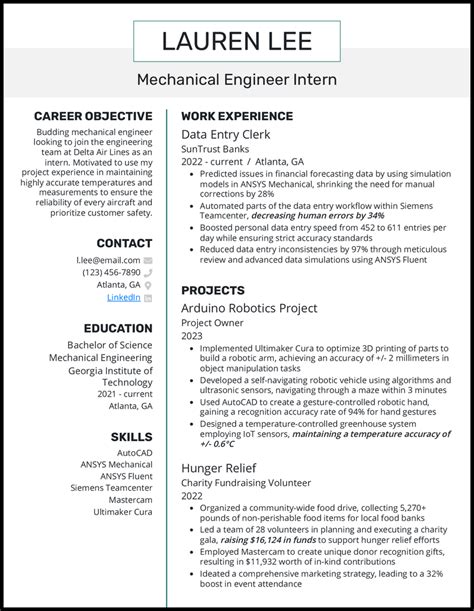 Engineering Internship Resume Examples 的图像结果