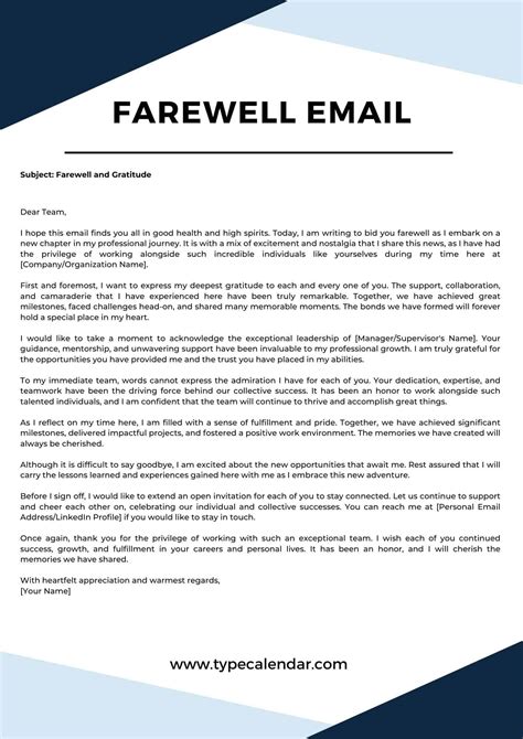 Free Printable Farewell Email Templates [Colleagues, Coworkers, Clients]