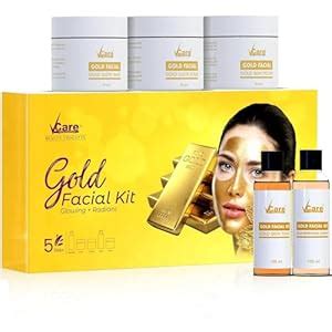 VCare Gold Facial Kit for All Skin Type | 5 Easy Step for Natural ...