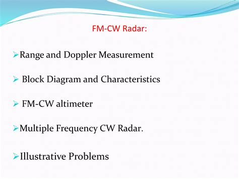 Radar Systems- Unit-II : CW and Frequency Modulated Radar | PPTX