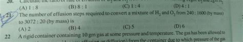 the number of effusion steps required to convert a mixture of H2 and O2 ...