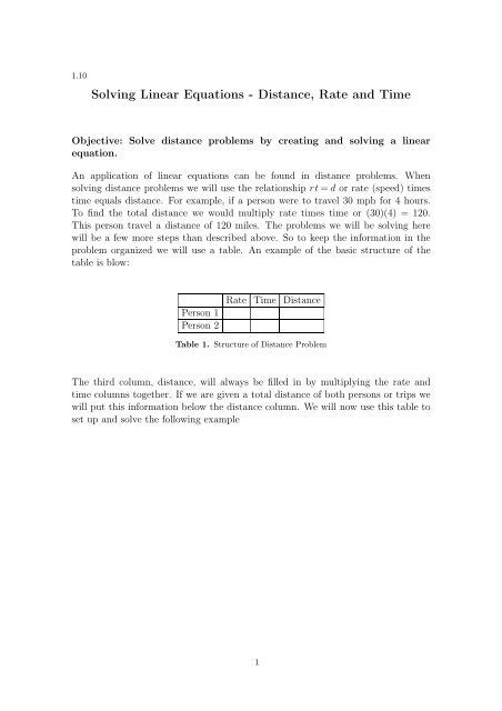 Image result for Solving a Distance Rate Time Problem Using a Linear Equation