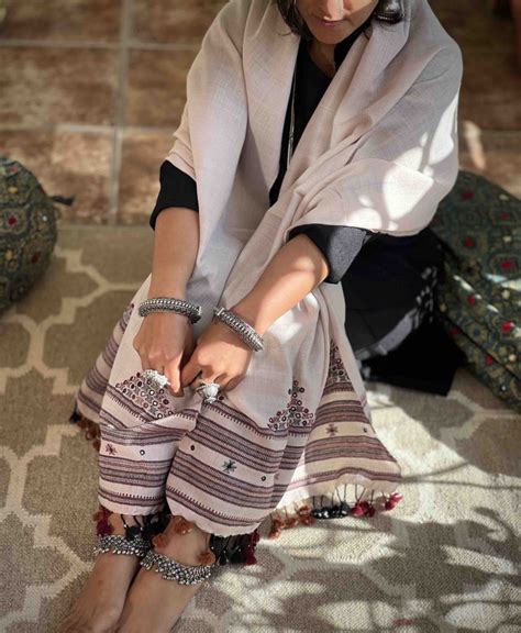 Pure wool hand dyed embroidered stole