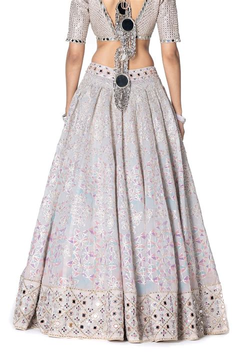 Gotta Mirror Embellished Blouse With Printed Gotta Skirt – abhinavmishra
