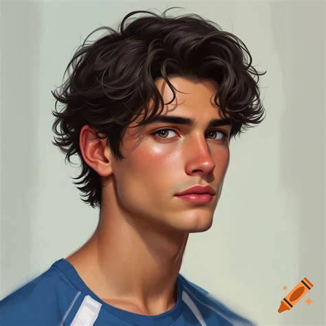 A young man with curly brown hair, freckles, and glasses wearing a blue ...