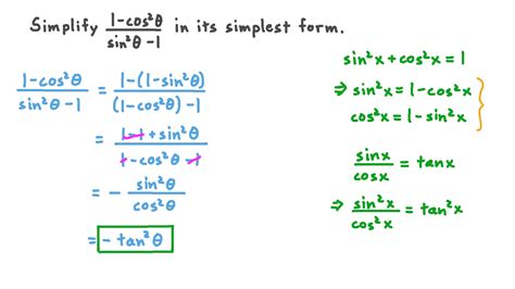 Question Video: Simplifying Trigonometric Expressions Using Pythagorean ...