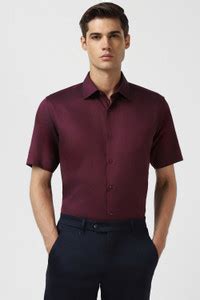 VAN HEUSEN Men Self Design Formal Maroon Shirt - Buy VAN HEUSEN Men ...