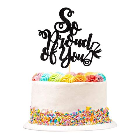 Buy Ercadio 1 Pack So Proud of You Cake Topper with Diploma Glitter ...