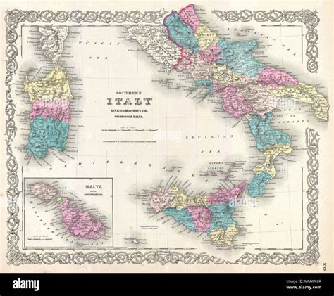 1855 coltons map of southern italy hi-res stock photography and images ...