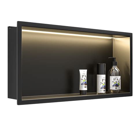 Bernkot Stainless Steel Shower Niche Matte Black with Led Light ...