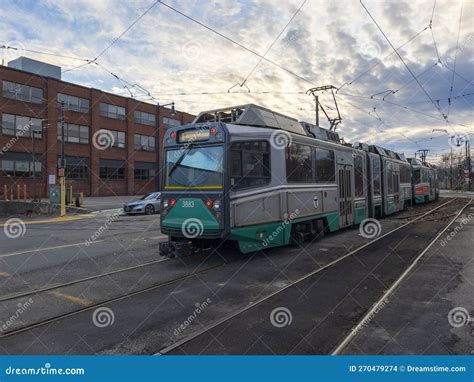 MBTA Green Line at Cleveland Circle Station, Boston, Massachusetts, USA ...