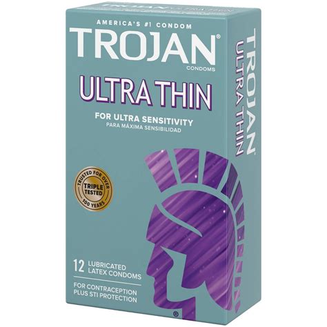 Trojan Ultra Thin for Ultra Sensitivity Premium Lubricated Latex Condo ...