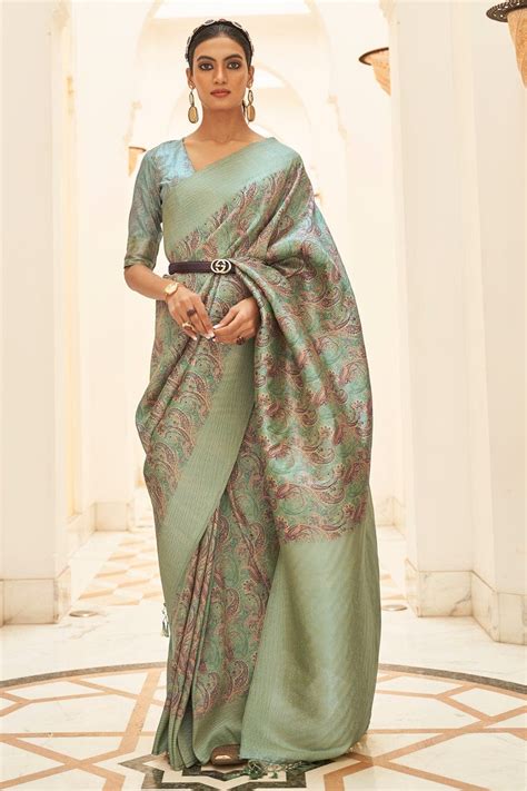Buy Light Green Digital Print Saree online-Karagiri