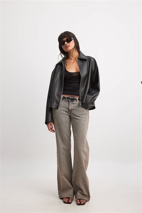 Straight High Waist Jeans Blue | NA-KD