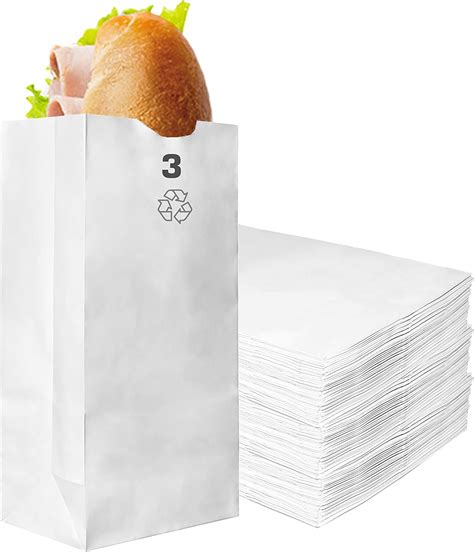 Amazon.com: Paper Lunch Bags 3 Lb White Paper Bags 3LB Capacity ...