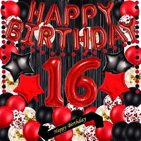 Buy Red 16TH Birthday Party Decorations Supplies Red theme 16inch Red ...