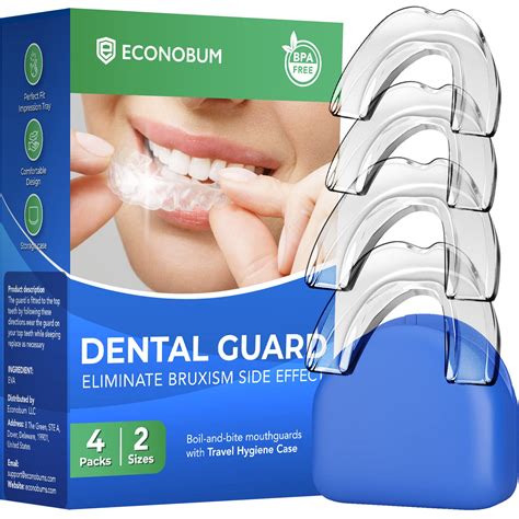 Premium Moldable Night Mouth Guard for Teeth Grinding & Bruxism - 2 Sizes, Pack of 4 with ...