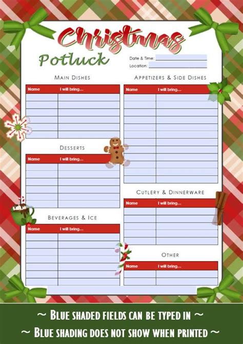Free Printable Potluck Sign Up Sheet Online