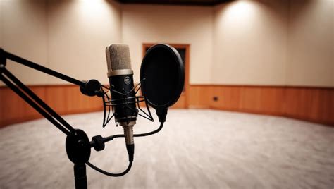A professional microphone setup for audio recording in a studio ...