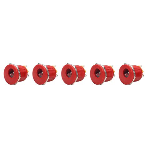 Electronic Spices Pack of 5pcs 5.5mm x 2.1mm Red color Female jack 3 ...
