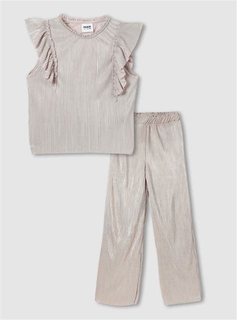 Buy Girls Ribbed Shimmer Top with Trousers Online at just Rs. 999.0 ...