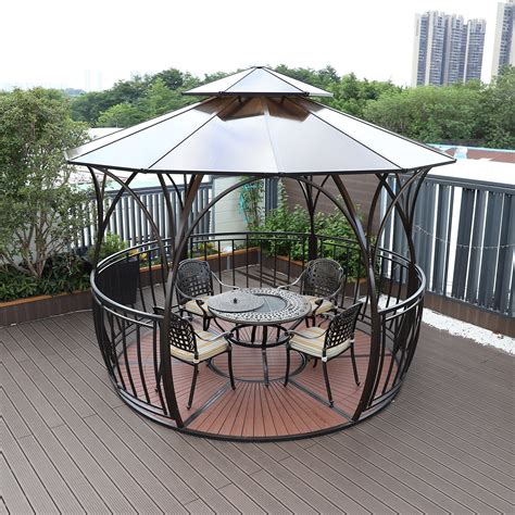 Diameter 360cm Countyard Steel Pavilion Gazebo with Floor from China ...