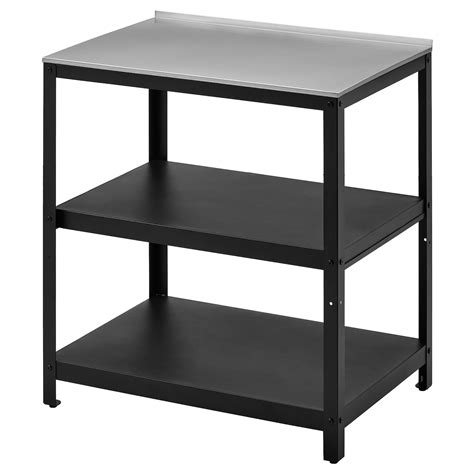 GRILLSKÄR kitchen island shelf unit, black/stainless steel outdoor ...