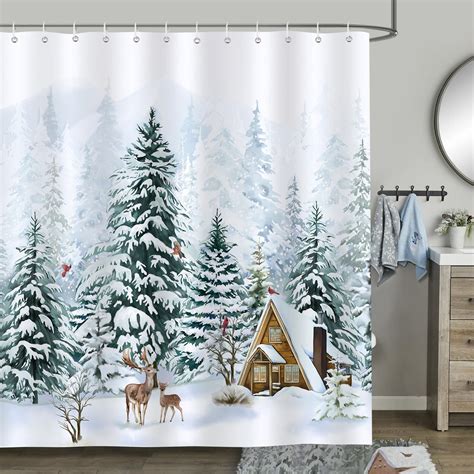 Amazon.com: BNYARH Christmas Shower Curtain Winter Forest Deer Pine ...