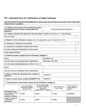Fillable Online NOTIFICATION OF MAJOR HOLDINGS (to be sent to the ...