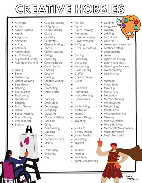 CREATIVE HOBBIES | Huge List of Creative Hobby Ideas PDF | Crafting, Artistic, Creation Hobby ...