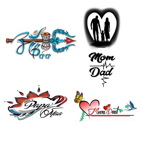 Temporary Tattoowala Mom Dad Trishul Heart Feather Pack 4 Temporary ...