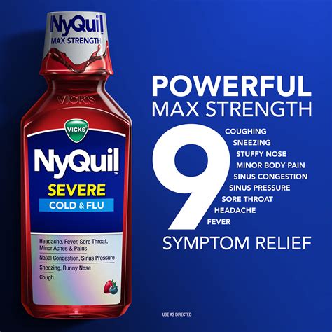 GetUSCart- Vicks NyQuil SEVERE Cold and Flu Relief Liquid Berry Flavored Medicine, Maximum ...