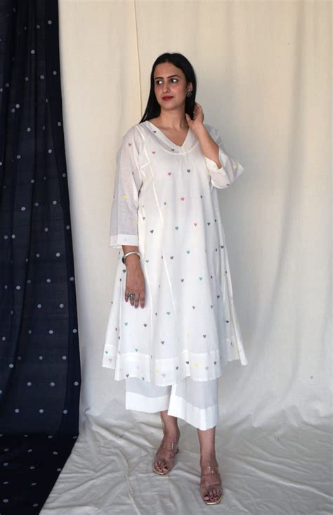 White Heart Printed Cotton Kurta Set – Taraash By Briha