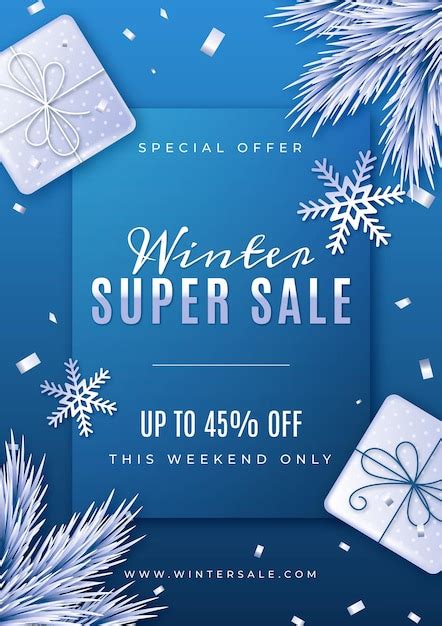 Realistyczny szablon pionowej sprzedaży zimowej | Darmowy Wektor