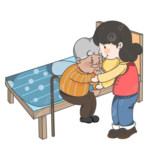 Child Helping Elderly Clipart