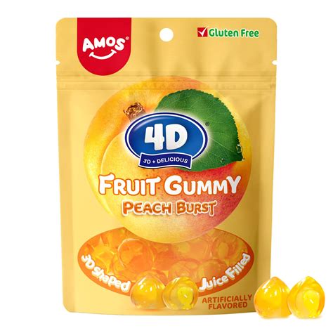 Amos 4d Gummy Candy Fruit Burst Yellow Peach Flavor Gluten | Desertcart ...