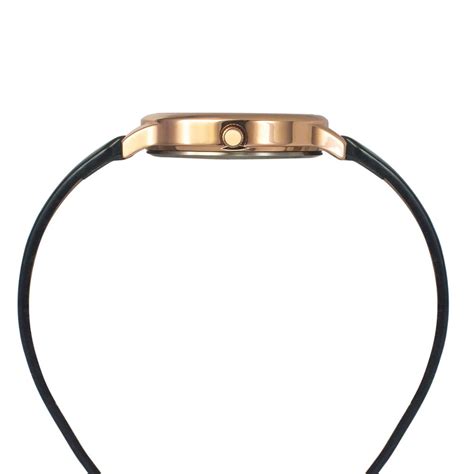 Helix By Timex Rose Gold Round Analog Leather Watch Women -TW060HL02T