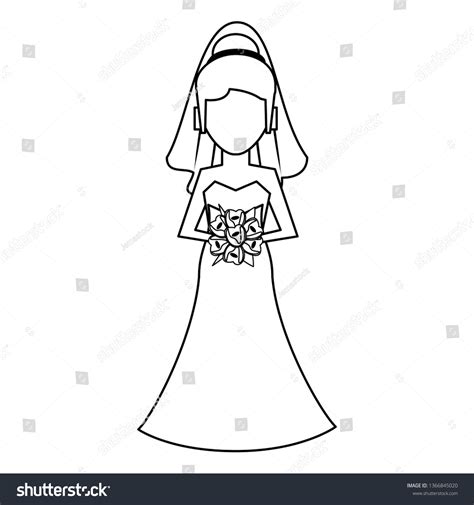 Wedding Bride Avatar Cartoon Black White Stock Vector (Royalty Free ...