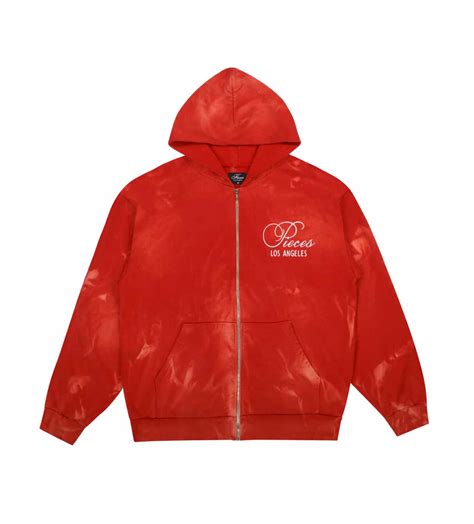 Pieces Sun Faded Zip Up Sweatshirt Lava Red | Restock AR