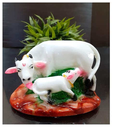 Buy AFTERSTITCH Resin Cow showpiece Temple Religious Idol for vastu ...